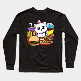 Fast food cat Long Sleeve T-Shirt